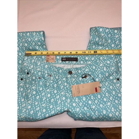 Levis 524 Size 9M Too Superlow Skinny Black Label Aqua Pattern Jeans - Picture 8 of 11